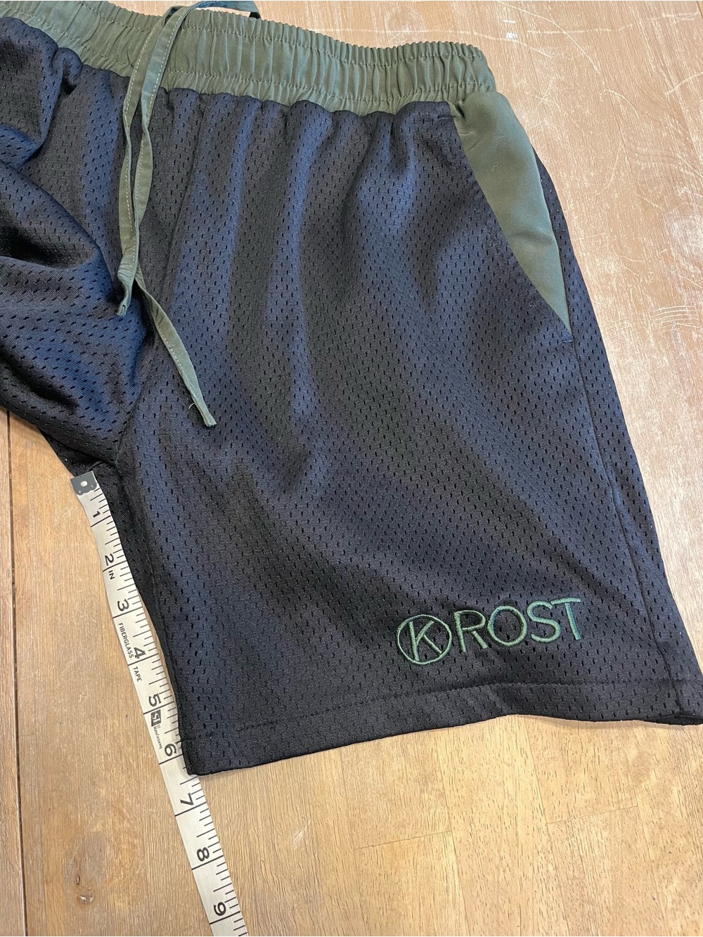 Krost Men’s Black & Olive Green Athletic Mesh Shorts - Picture 7 of 9